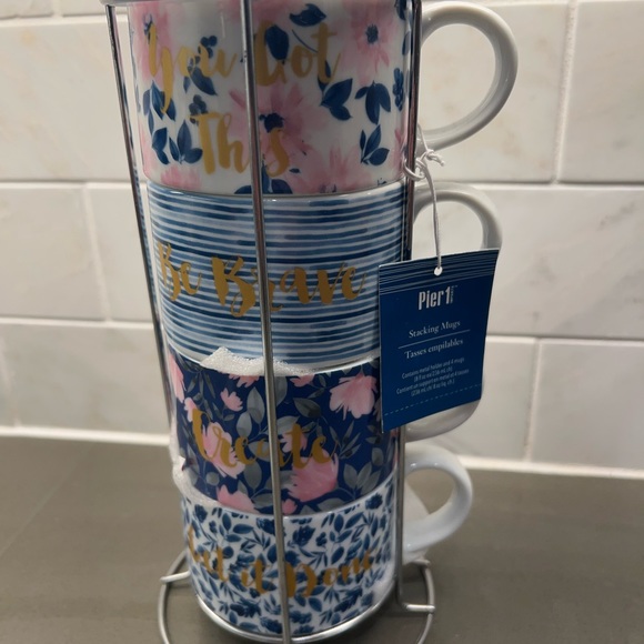 Pier One 1 Imports Set Of 4 Stacking Inspirational Sayings Cups/mugs - Picture 2 of 5